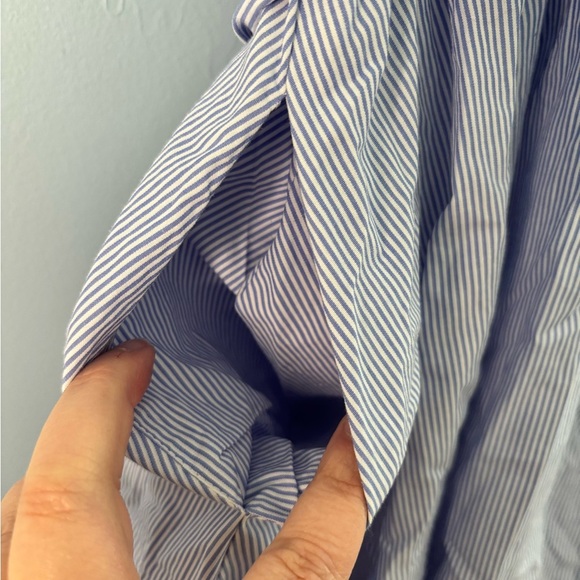 Saks Fifth Avenue Dress Off Shoulder High Low Size Large Summer Flowy Stripes - Picture 5 of 6